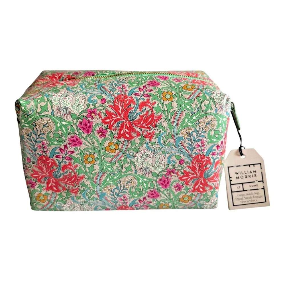 William Morris Make-up Toiletry Large Wash Bag Golden Lily Green 9x6 Travel